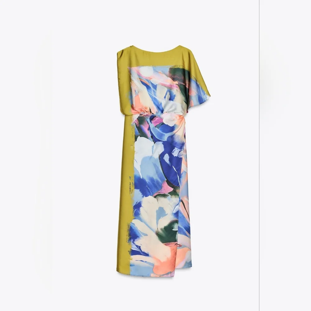 ASYMMETRIC PRINT MIDI DRESS SIZE XS - Picture 6 of 8